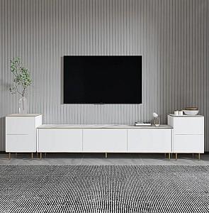 Tumba pentru televizor Trendy Imaj Marmura alba/Auriu