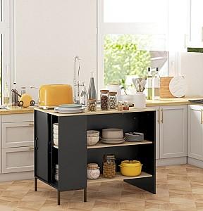 Masa HomCom 801-367V00BK 114x70x90cm Negru/Stejar (Bej)