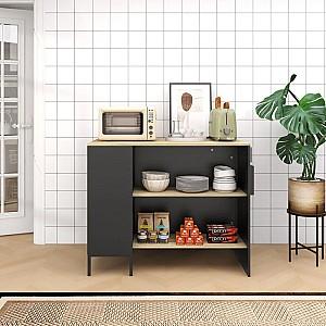 Masa HomCom 801-367V00BK 114x70x90cm Negru/Stejar (Bej)