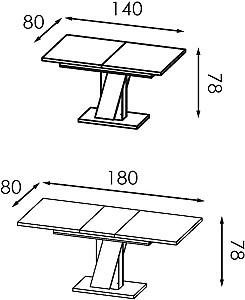 Masa Modern Slider 140/180x80x80 (Stejar Craft Alb/Gri Ardezie)