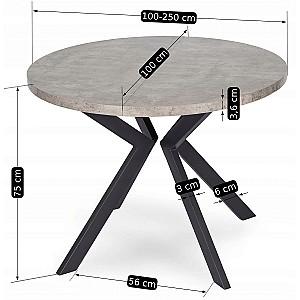 Masa Mebel Elite Lukas 250 Beton (Gri)/Negru