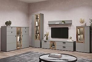 Comoda Sokme Modena 2D4S Chinchilla Gri/Stejar Flagstone(Maro)
