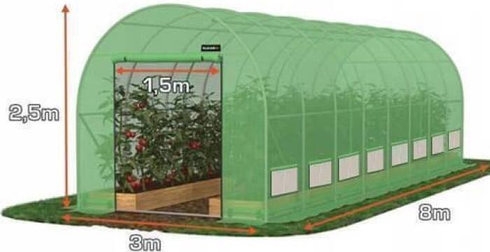 Seră de tip tunel Tehno Ms 8x3x2.5m/Ø26mm