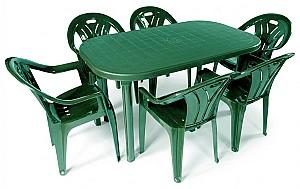 Set mobila de gradina VLM Ovală Verde 135x82 + 6 scaune Verzi