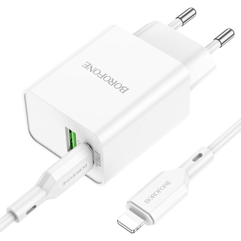 Incarcator telefon Borofone BA69A Resource PD20W+QC3.0 charger set(C to iP)(EU) White