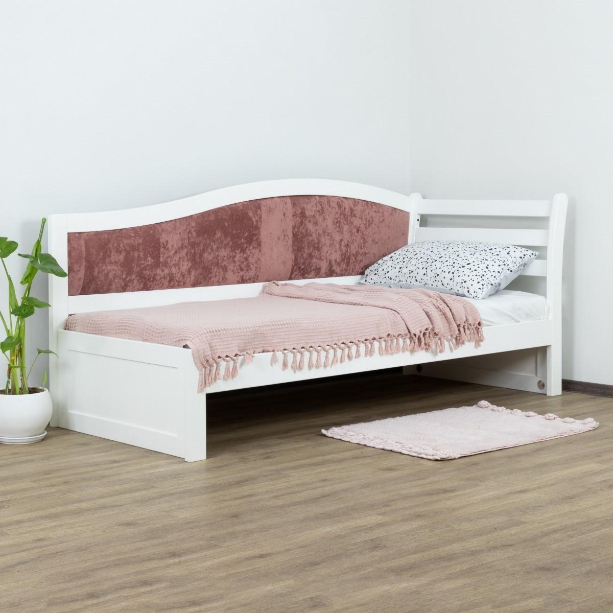 Pat copii MobiCasa Rapunzel 90x200 (drept) Alb / Magic Velvet 2258 (Roz-Maro)