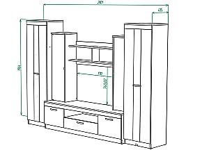 Living ML Mobila ML-6 (var.2 cu desen) Antracit/Stejar Kraft Alb
