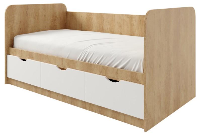 Pat copii ML Mobila Junior 1 80x180 Stejar Auriu/Alb
