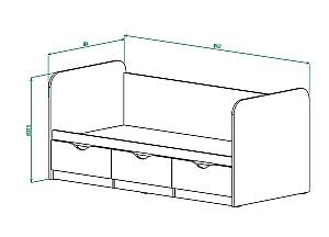 Pat copii ML Mobila Junior 1 80x180 Stejar Auriu/Alb