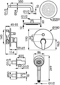 Set de duș Ferro Ritto BTR7P-SET1-S