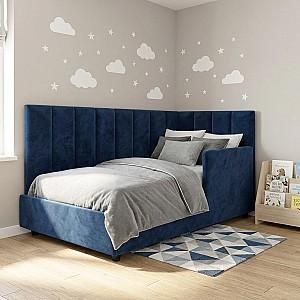 Pat copii Aurus Luna S (barieră de protecție) 90x200 (dreapta) Albastru + Saltea Salt Confort Clasic 90x200