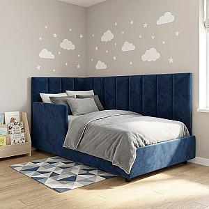 Pat copii Aurus Luna S (barieră de protecție) 90x200 (stânga) Albastru + Saltea Salt Confort Clasic 90x200