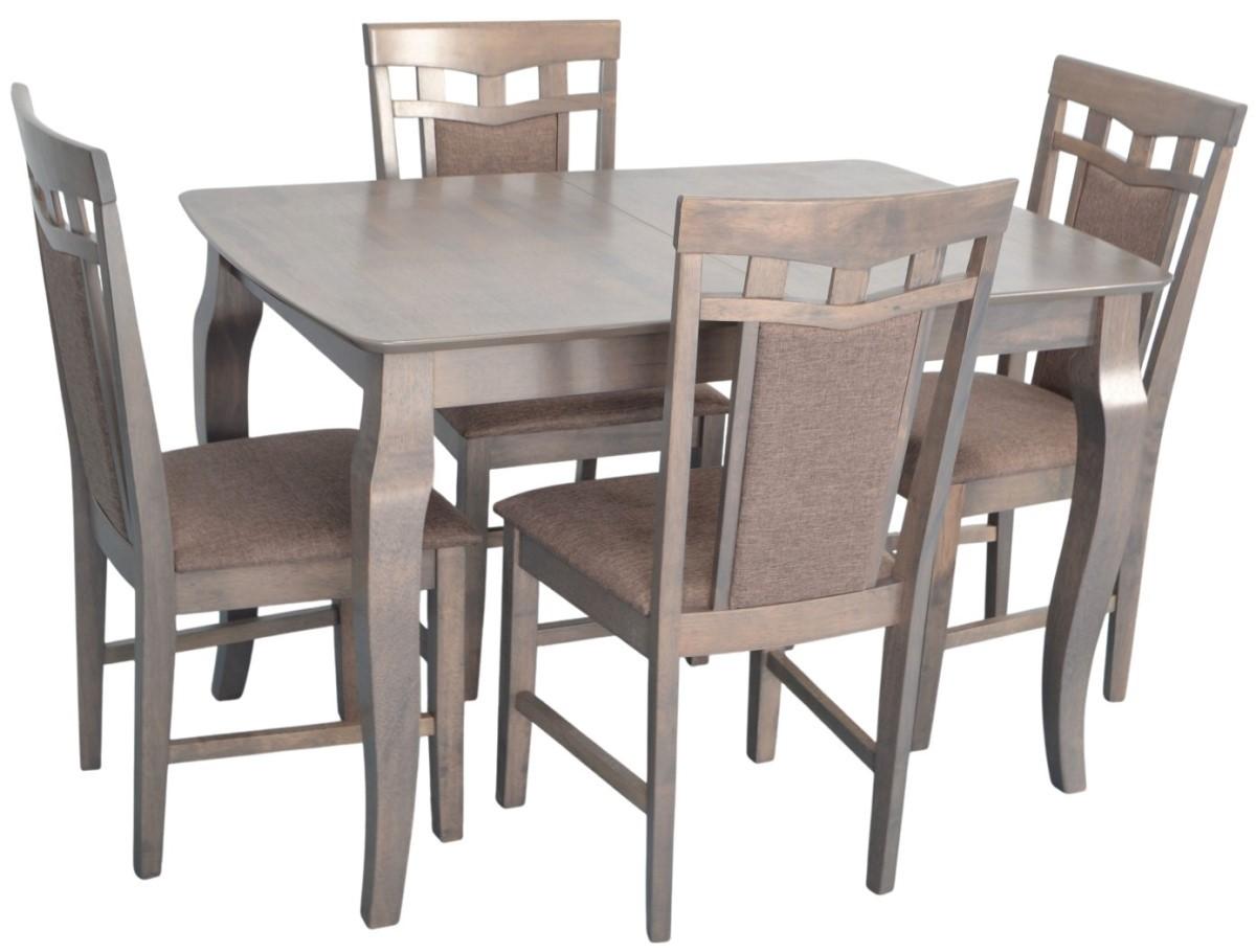 Set de masa si scaune Evelin HV-29V Antique Grey + 4 scaune Deepa R Antique Grey / Ekea12 Brown