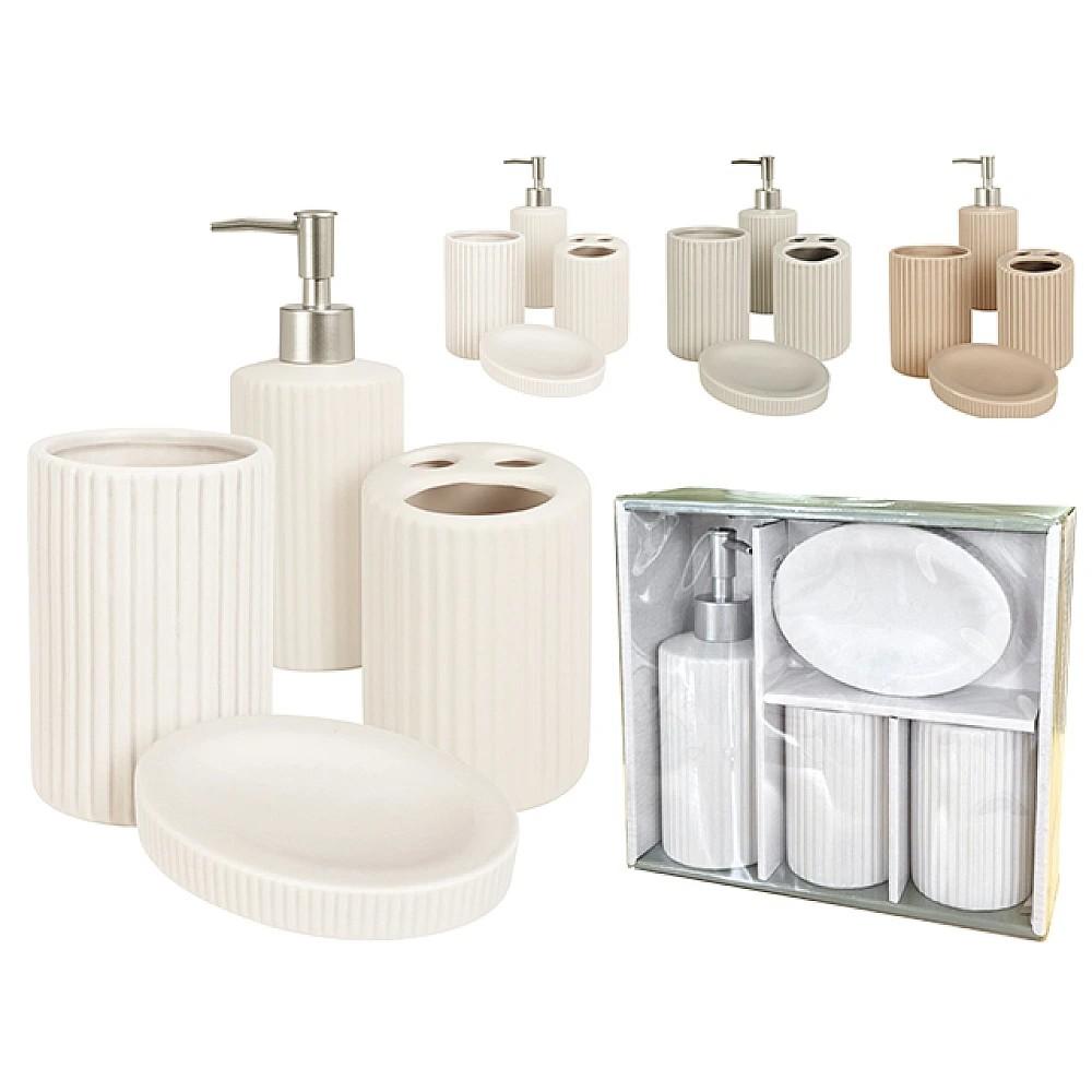 Set pentru baie Bathroom Solutions din ceramica Bathroom 4 buc "Stripes"