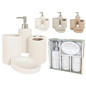 Set pentru baie Bathroom Solutions din ceramica Bathroom 4 buc "Stripes"