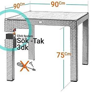 Masa de gradina Capissi Rattan 90x90 Alb