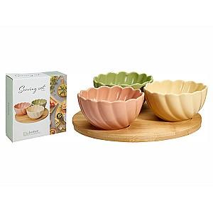 Set de vesela EH 4 unitati, suport din lemn D20X1 cm