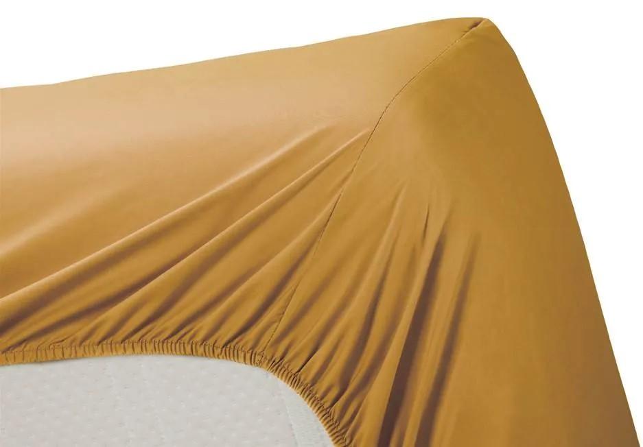 Cearsaf pentru pat Ambiante Cotton Uni 160x200 Ochre