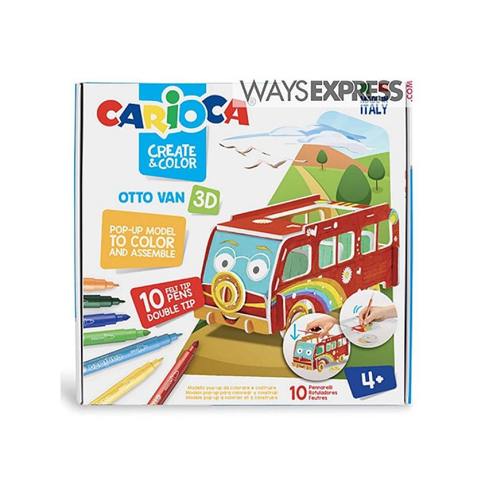 Puzzle CARIOCA Create&Color 3D-puzzle Otto Van cu carioci 10 buc