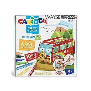Puzzle CARIOCA Create&Color 3D-puzzle Otto Van cu carioci 10 buc