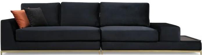 Canapea Trendy cu 4 locuri Linie cu masa laterala - neagra 102 x 84 x 320 cm