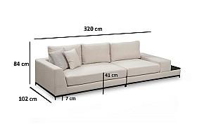 Canapea Trendy cu 4 locuri Linie Cu Masuta - Bej 102 x 84 x 320 cm
