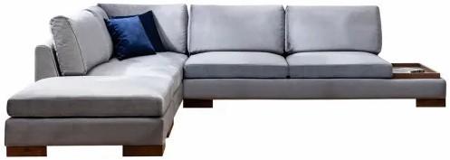 Canapea coltar Trendy Lalea Colt Stanga Cu Pouf - Gri inchis