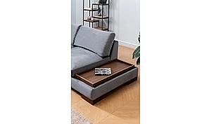 Canapea coltar Trendy Lalea Colt Stanga Cu Pouf - Gri inchis