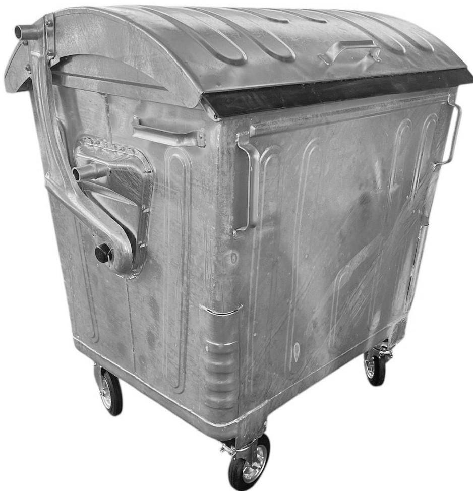 Tomberon Uniplast 1100L galvanizat pe roti (1.2 mm) (dezasamblat) GC