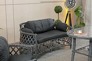 Set mobila de gradina Stars Plastik Berlin Rattan 2+1+1 Antracit