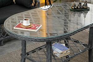 Set mobila de gradina Stars Plastik Berlin Rattan 2+1+1 Antracit