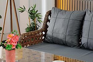 Set mobila de gradina Stars Plastik Vilza Rattan 3+1+1 (Puf 1+1) Maro