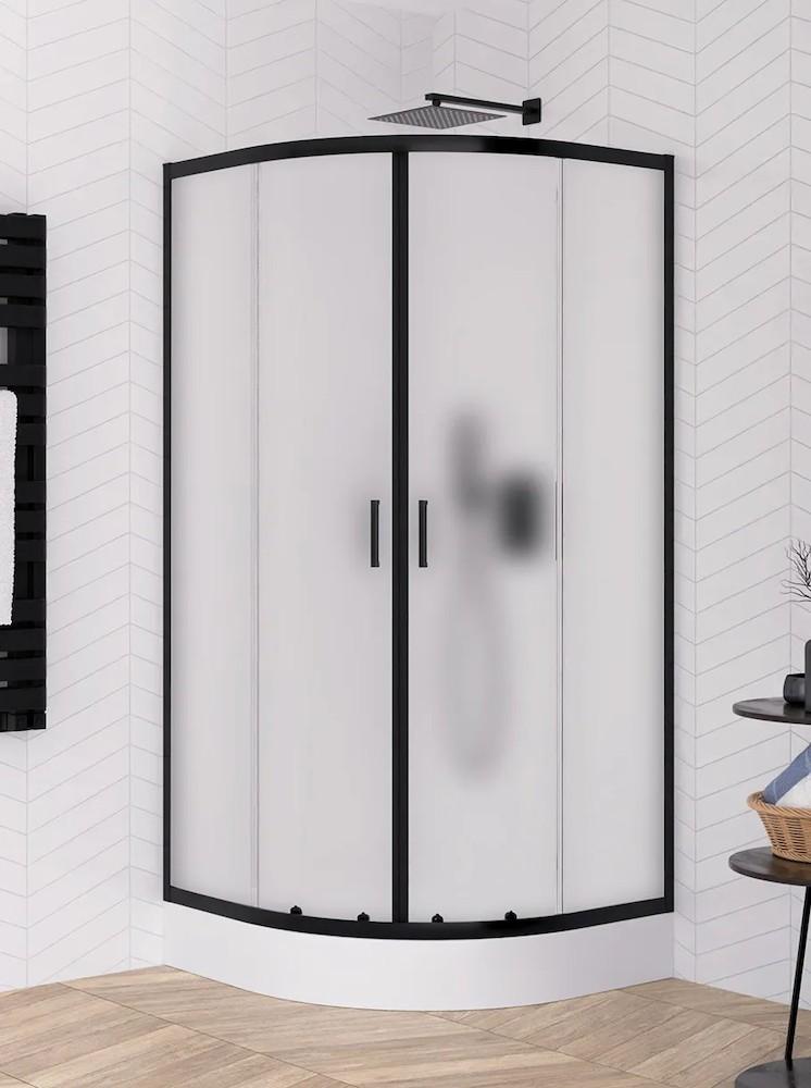 Cabina de dus New Trendy Suvia Black 90x90x206 ZS-0018 (cu cadita)