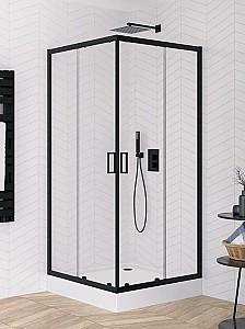 Cabina de dus New Trendy Suvia Black 90x90x206 ZS-0040 (cu cadita)