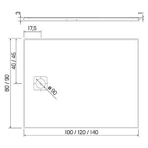 Cadita de dus New Trendy Mori White Rectangular 140x80x3 mm B-0431