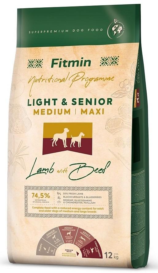 Hrana uscata pentru caini Fitmin Light&Senior Medium/Maxi Lamb&Beef 12kg