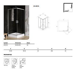 Cabina de dus New Trendy Suvia 80x80x206 ZS-0035 (cu cadita)