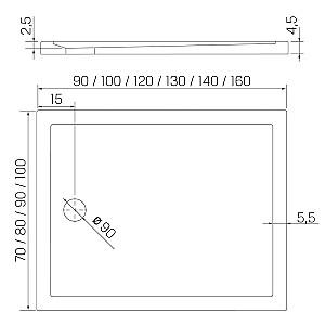 Cadita de dus New Trendy New Cantare Rectangular 120x80x4.5 B-0427