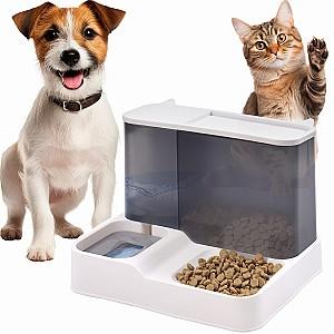 Dozator inteliligent de hrana Jumi 2 in 1 22x30x24 cm Gri