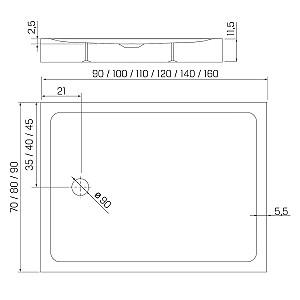 Cadita de dus New Trendy Mild Rectangular 100x80x11.5 B-0612