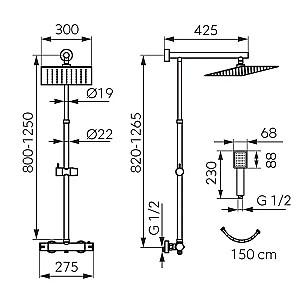 Set de duș Ferro NP75SQ-TRV7U (termostatica)