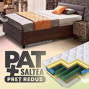 Pat copii Ambianta Kosmo Star 0.9 m Catania (Maro) / Gri + Saltea Salt Confort Clasic 90x200