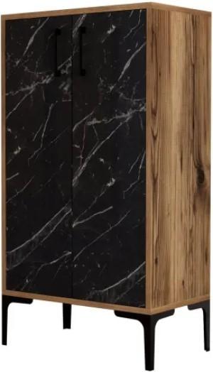 Dulap pentru incaltaminte Trendy Prag - Nuc/Marmura Neagra