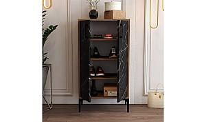 Dulap pentru incaltaminte Trendy Prag - Nuc/Marmura Neagra