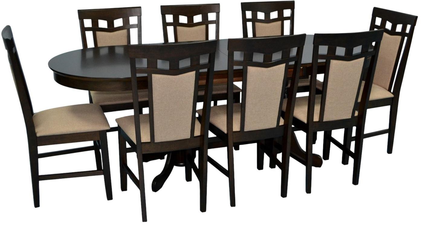 Set de masa si scaune Evelin HV-31N Chocolate + 8 scaune Deepa R Chocolate / NV-3WP Beige