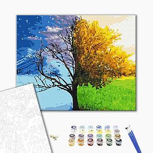 Tablou pe numere BrushMe Schimbarea anotimpurilor (în cutie)
