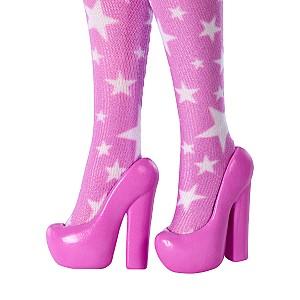 Papusa BARBIE Fashionistă în rochie din denim roz cu imprimeu stelat