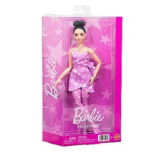 Papusa BARBIE Fashionistă în rochie din denim roz cu imprimeu stelat