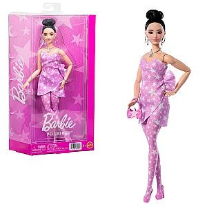 Papusa BARBIE Fashionistă în rochie din denim roz cu imprimeu stelat