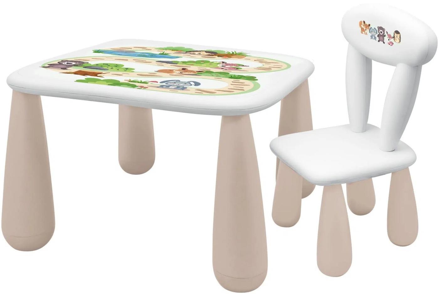 Masă de scris pentru copii Maltex Luna Nature Buddies White Beige